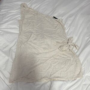 PrettyLittleThing Cream One-Shoulder Dress